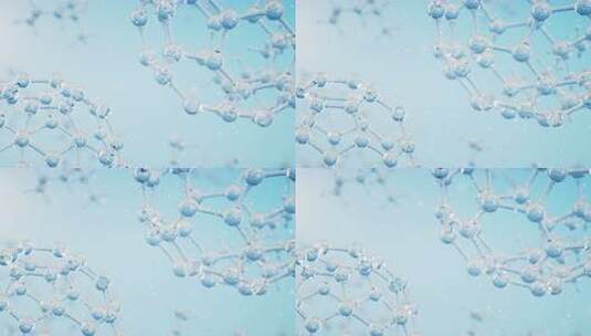 蓝色背景的化学分子，3d渲染。高清在线视频素材下载