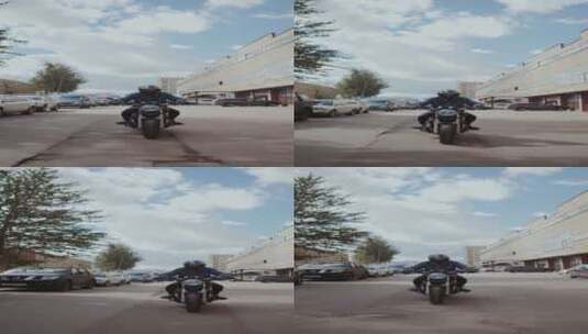 潮人在街道骑摩托车高清在线视频素材下载