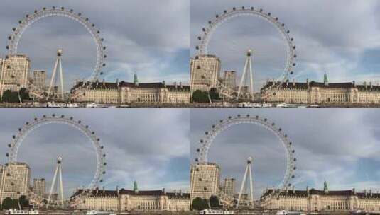泰晤士河畔的伦敦观景摩天轮高清在线视频素材下载