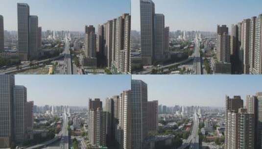 航拍河南郑州中州大道城市建设高清在线视频素材下载