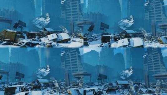 毁灭的城市3d场景高清在线视频素材下载