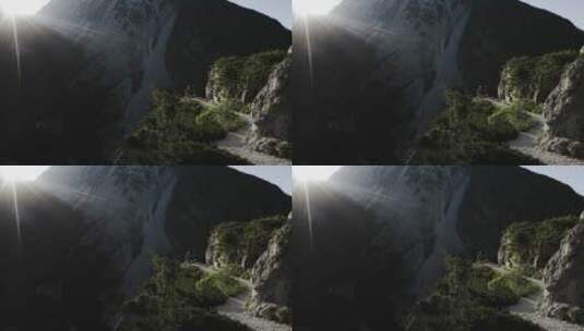航拍山顶的日出美景高清在线视频素材下载