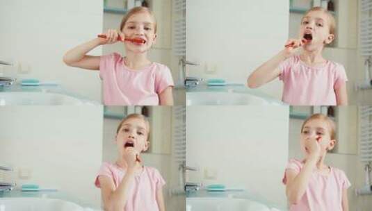 女孩刷牙高清在线视频素材下载