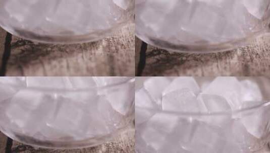 玻璃碗装一碗冰块高清在线视频素材下载