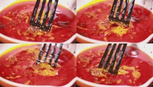 辣油红油垃圾食品高清在线视频素材下载