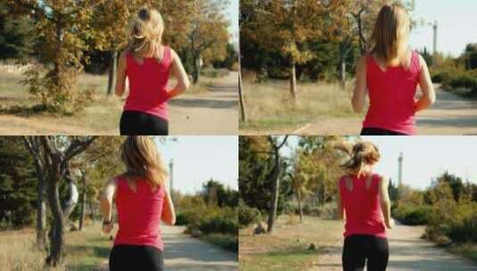 在公园里跑步的女人高清在线视频素材下载