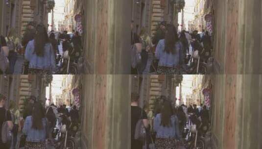 人们走在罗马的小巷高清在线视频素材下载