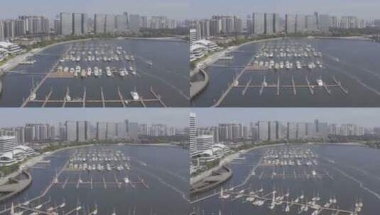 4k航拍厦门五缘湾游艇码头（d-log格式）高清在线视频素材下载