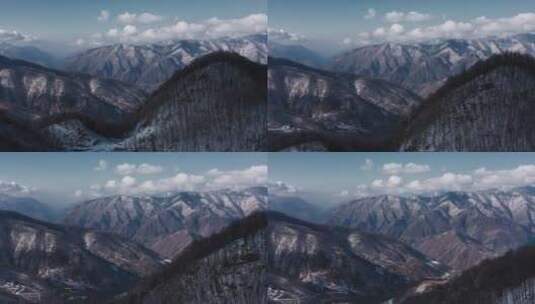 4K湖北神农架无人机航拍雪景山区全景前进高清在线视频素材下载