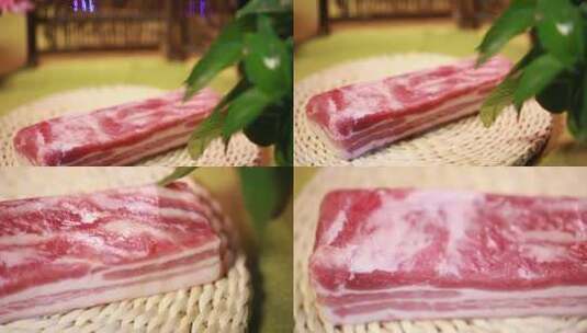 【镜头合集】鲜肉猪肉五花三层高清在线视频素材下载