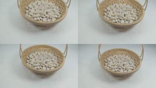 白底白色的芸豆豆子高清在线视频素材下载