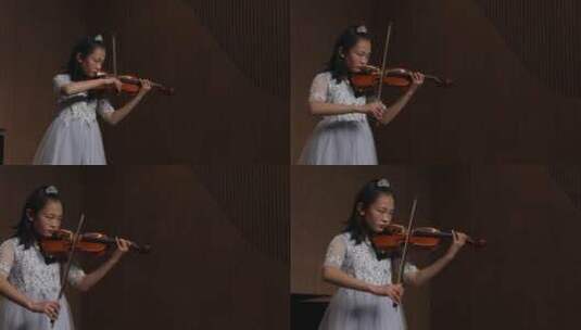 少年儿童拉小提琴音乐会高清在线视频素材下载
