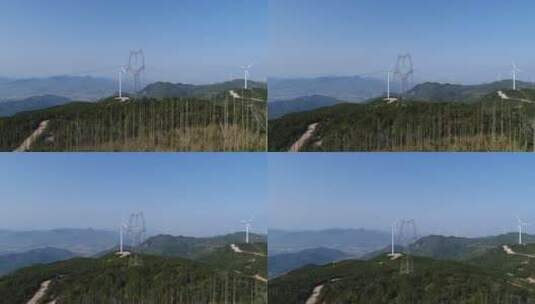 环保电力设施风力发电风车航拍高清在线视频素材下载