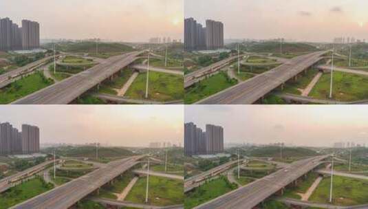 4k衡阳北二环立交桥日转夜延时摄影高清在线视频素材下载