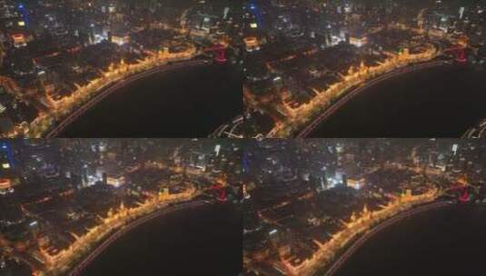 上海外滩夜景航拍风光高清在线视频素材下载