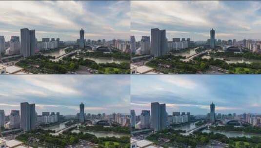 杭州城市天际线日转夜延时摄影高清在线视频素材下载