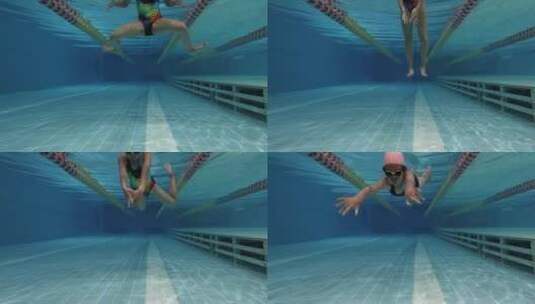 水下拍摄游泳的女孩高清在线视频素材下载