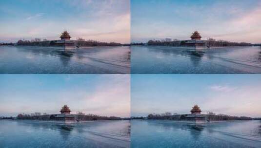 北京角楼湖面结冰延时素材4k高清在线视频素材下载