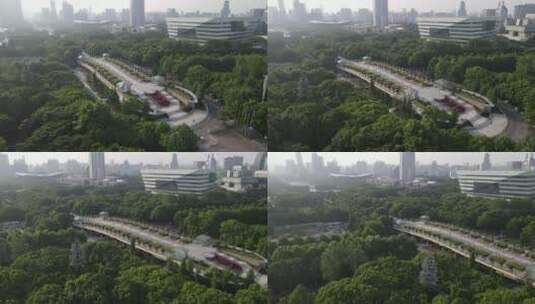 上海世纪广场上海科技馆浦东市政府4K航拍高清在线视频素材下载
