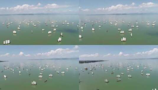 滇池开渔节航拍高清在线视频素材下载
