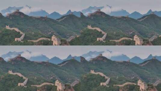 侧写中国长城金山岭建筑风光高清在线视频素材下载