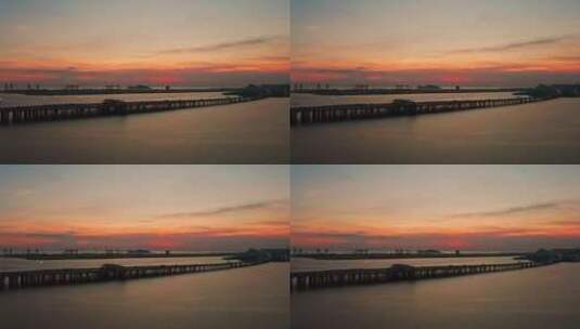 广深沿江高速夕阳下航拍大景前进上升2高清在线视频素材下载