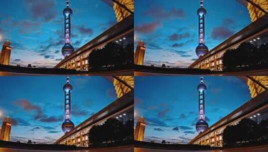 上海地标东方明珠傍晚高清在线视频素材下载