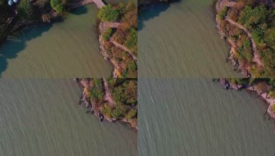 俯拍太湖上的小岛高清在线视频素材下载