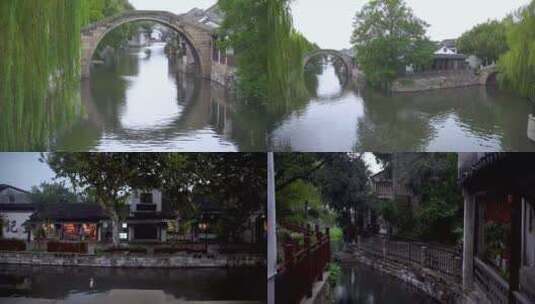 南浔古镇划船古街建筑4K实拍视频高清在线视频素材下载
