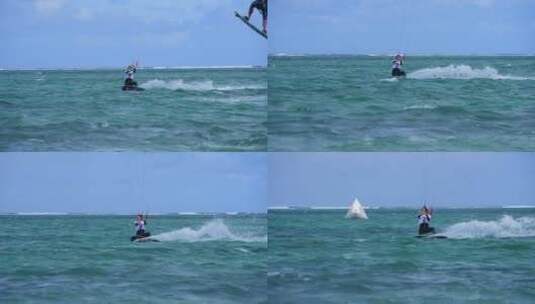 风筝冲浪运动员双向板花式表演赛高清在线视频素材下载