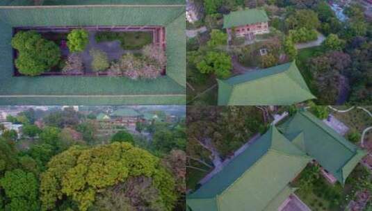 广州华南农业大学古色古香建筑航拍高清在线视频素材下载