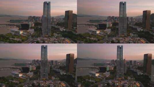 4K深圳海边日落延时夕阳航拍-适用于片尾高清在线视频素材下载