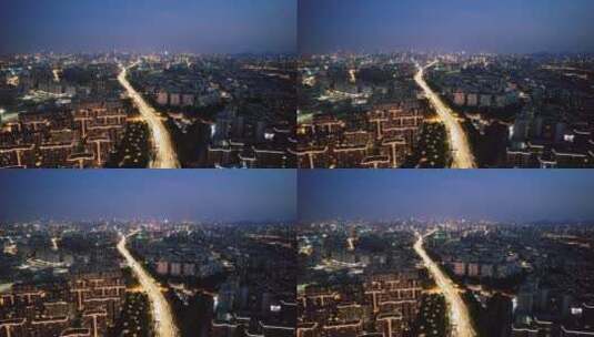 航拍杭州市区中河高架和现代都市夜景高清在线视频素材下载