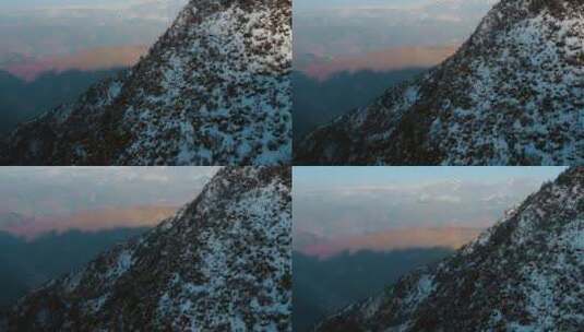 冬季雪山自然风光视频残雪覆盖雪山近景高清在线视频素材下载