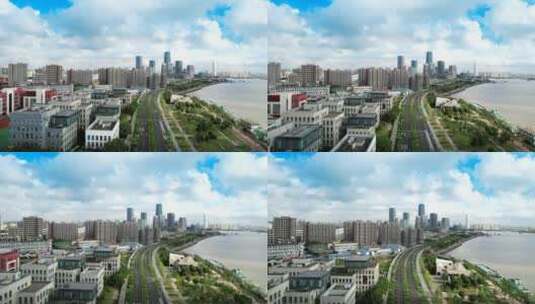 上海前滩国际商务区与西岸商业区高清在线视频素材下载