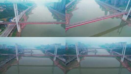 重庆嘉陵江城市建筑桥梁高清在线视频素材下载