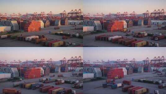 港口繁忙的卡车高清在线视频素材下载