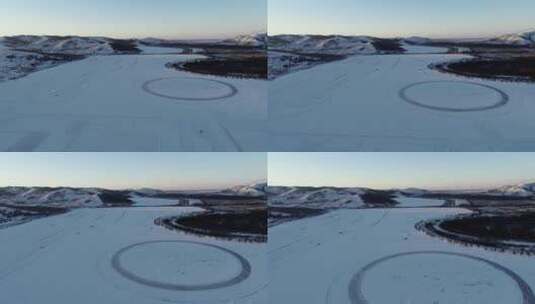航拍冬季汽车性能测试场视频素材高清在线视频素材下载