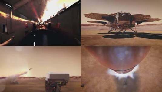 4K火星登陆舱飞向太空发射火箭开始返航高清在线视频素材下载