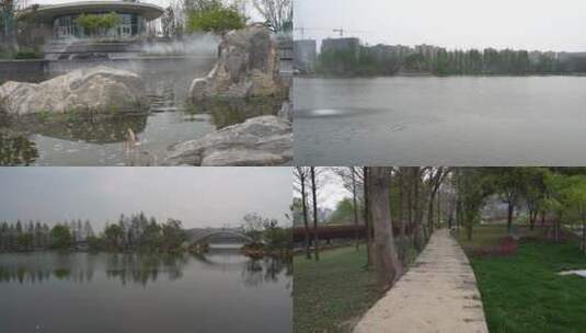 杭州上城区九堡板块丰收湖视频空镜高清在线视频素材下载