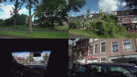 坐车欣赏荷兰街景高清在线视频素材下载