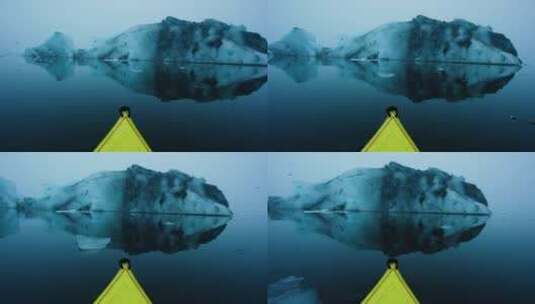 北冰洋上皮划艇第一视角高清在线视频素材下载