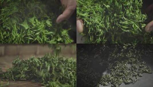 茶叶炒茶制茶糅茶手工茶高清在线视频素材下载