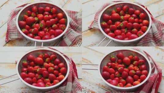 新鲜采摘的草莓高清在线视频素材下载