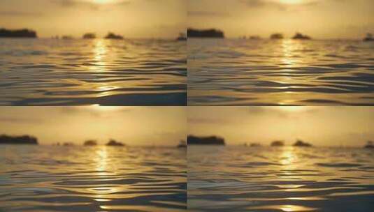 唯美金黄色海上晚霞壮观景色高清在线视频素材下载