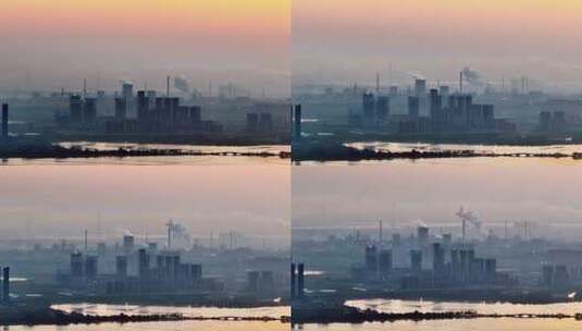 武汉发电厂冷却塔远景高清在线视频素材下载
