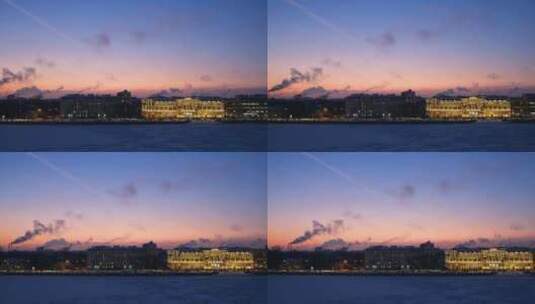 日落时城市的景色高清在线视频素材下载