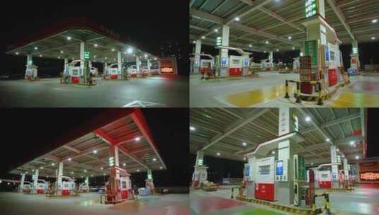 中国石油夜景 加油加油车辆 国石油高清在线视频素材下载