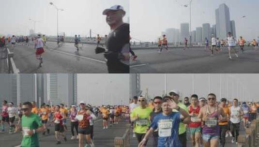 马拉松赛事打招呼加油合集4k高清在线视频素材下载
