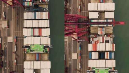 集装箱俯拍横移  港口集装箱高清在线视频素材下载